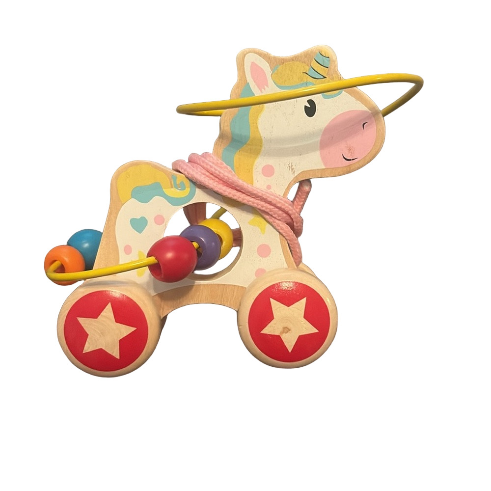 House of Marbles Chunky Wood Unicorn Pull Toy Ages 18 Months+